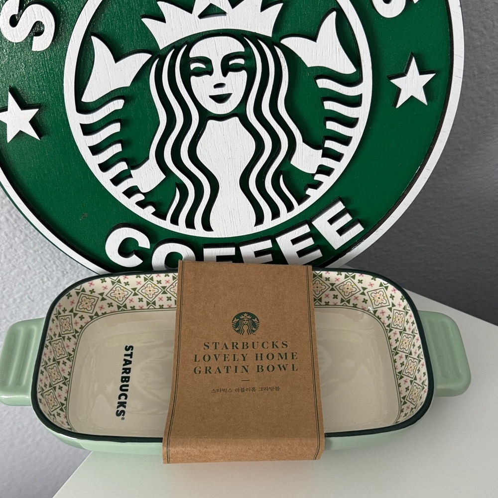 Starbucks Gratin Bowl with Green Accents